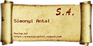 Simonyi Antal névjegykártya